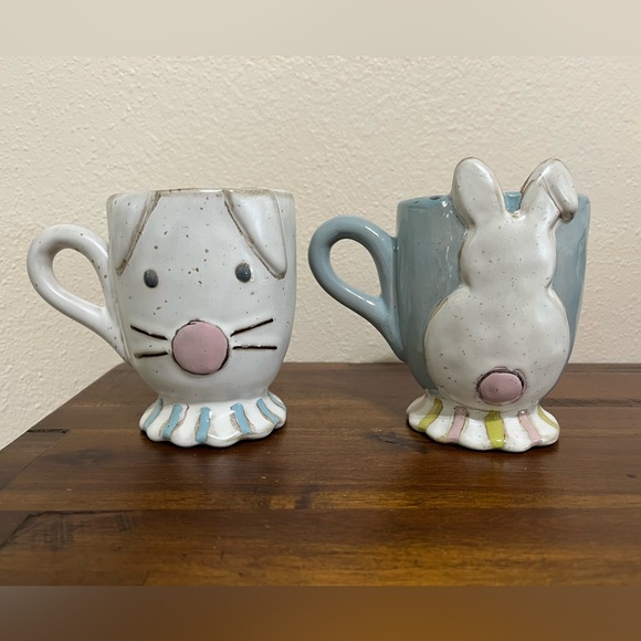 Mud Pie Bunny Pedestal Mug Set - Picture 1 of 5